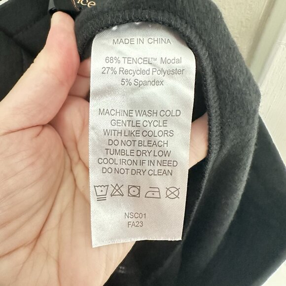 QUINCE wide leg pants cropped super soft drawstring fleece tencel black M - Picture 9 of 10